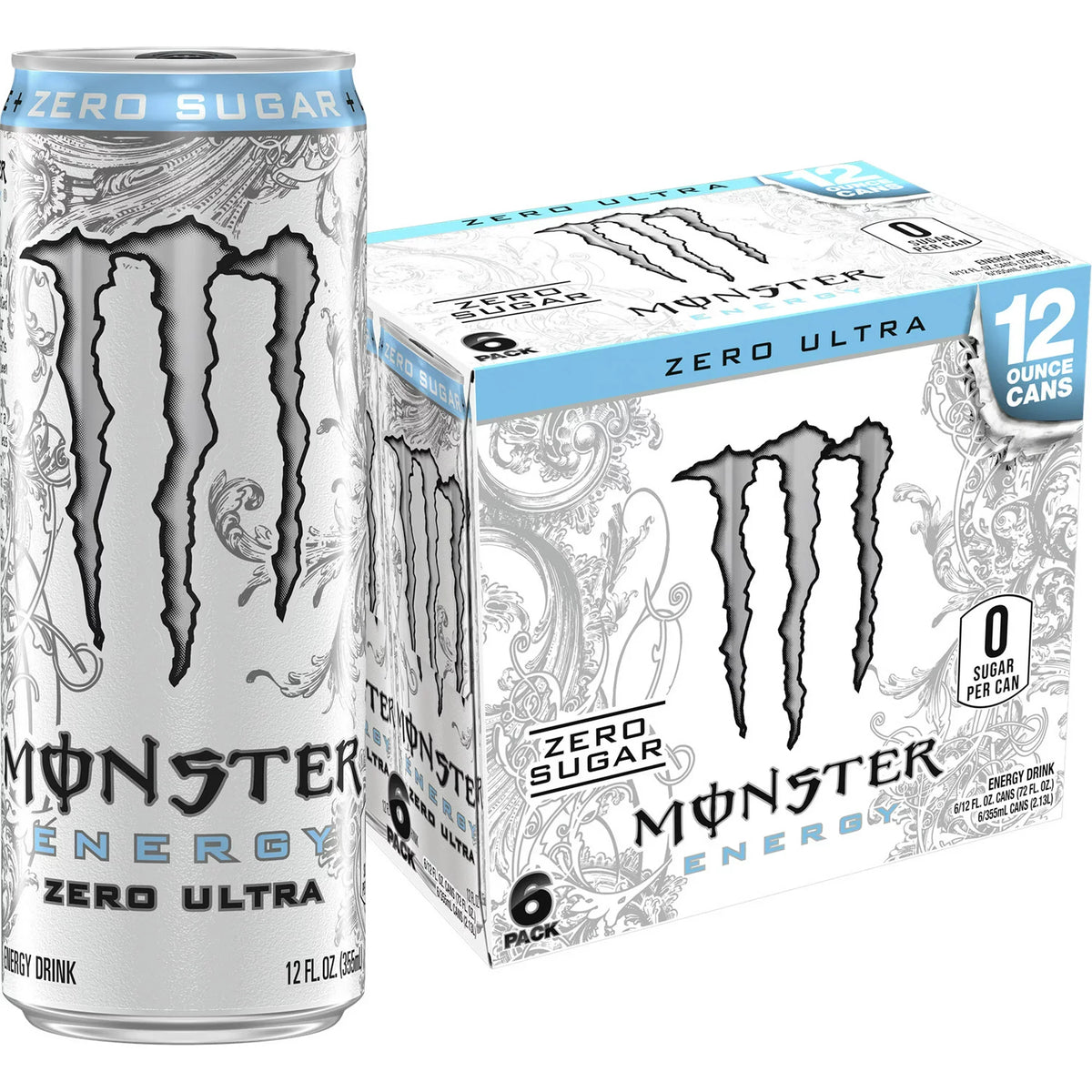 Monster Energy, Zero Ultra, Sugar Free Energy Drink, 12 fl oz, 6 Pack