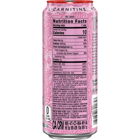 Monster Ultra Strawberry Dreams, Sugar Free Energy Drink, 16 fl oz