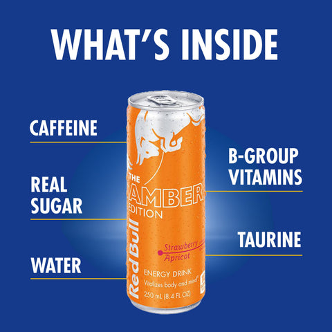 Red Bull Amber Edition Strawberry Apricot Energy Drink, 8.4 fl oz, Pack of 4 Cans