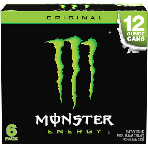 Monster Energy, Original, Energy Drink, 12 fl oz, 6 Pack