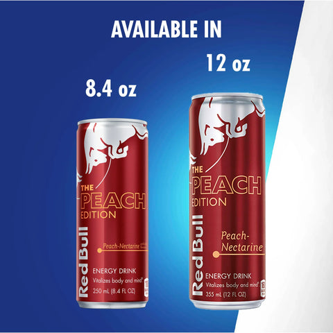 Red Bull Peach Edition Energy Drink, 12 fl oz, Pack of 4 Cans