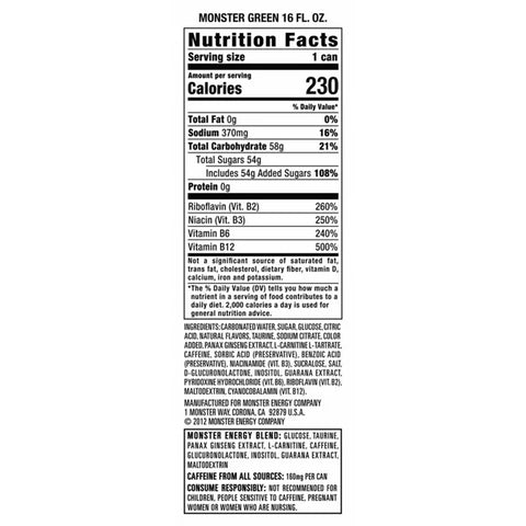 Monster Energy, Original, Energy Drink, 16 fl oz, 12pk