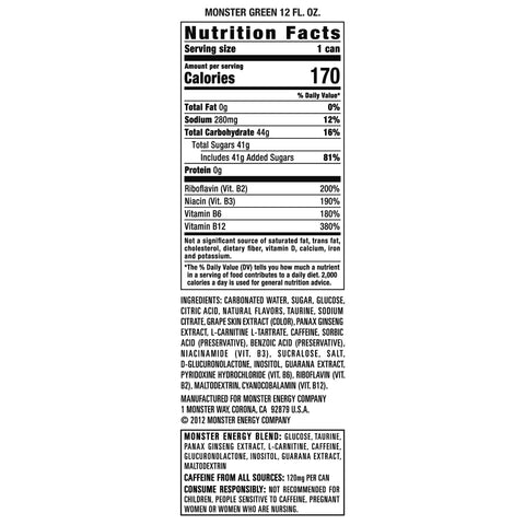 Monster Energy, Original, Energy Drink, 12 fl oz, 6 Pack