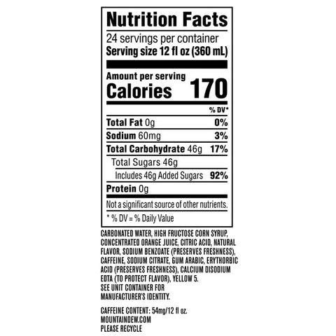 Mountain Dew Citrus Soda Pop, 12 oz Cans, 24 Pack