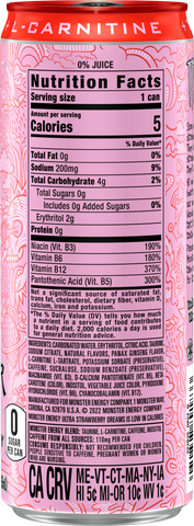 Monster Ultra Strawberry Dreams, Sugar Free Energy Drink, 12 fl oz, 6 Pack